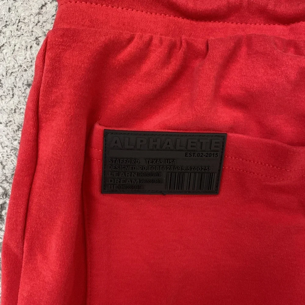 Alphalete‎ Joggers Mens Medium Red Knit Sweatpants Zip Pocket Slim Fit Gym